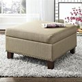 Dorel Living Dorel Living DA7099-BG Tyden Linen Square Ottoman with Nailheads; Oatmeal DA7099-BG